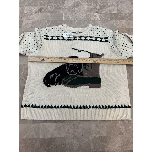 LL Bean L Classic Ragg Lambs Wool Dog Boot Knit Crewneck Cream Puppy Women 3XL - Picture 5 of 9